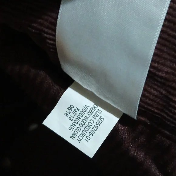 Banana Republic Men's Corduroy‎ Pants - Deep Burgundy. Sz.34 X32 Slim. NWT - Picture 15 of 16